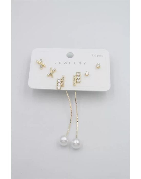 Çoklu Set Küpe - Altın