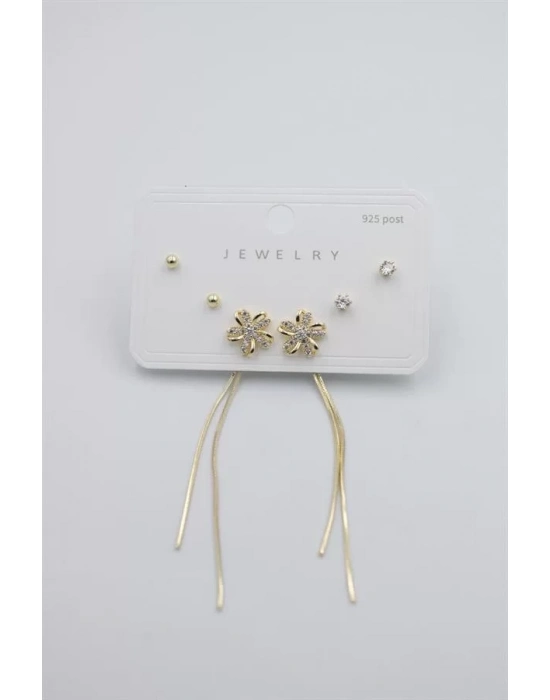 Çoklu Set Küpe - Altın