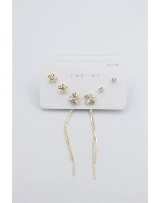 Çoklu Set Küpe - Altın