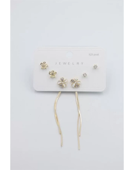 Çoklu Set Küpe - Altın