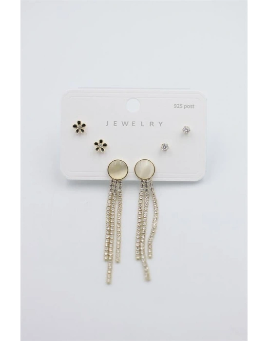 Çoklu Set Küpe - Altın