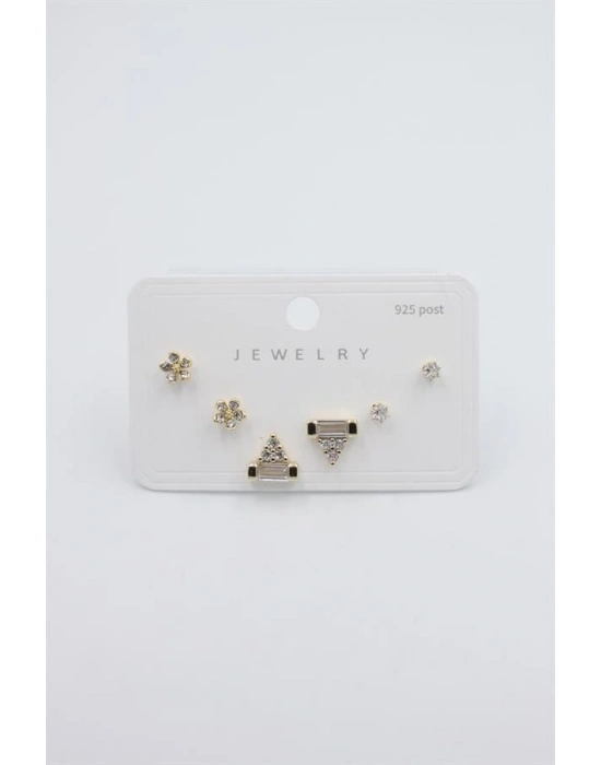 Çoklu Set Küpe - Altın