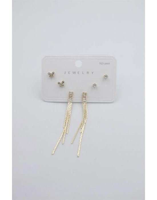 Çoklu Set Küpe - Altın