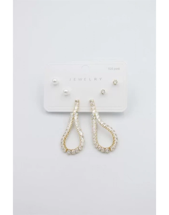 Çoklu Set Küpe - Altın