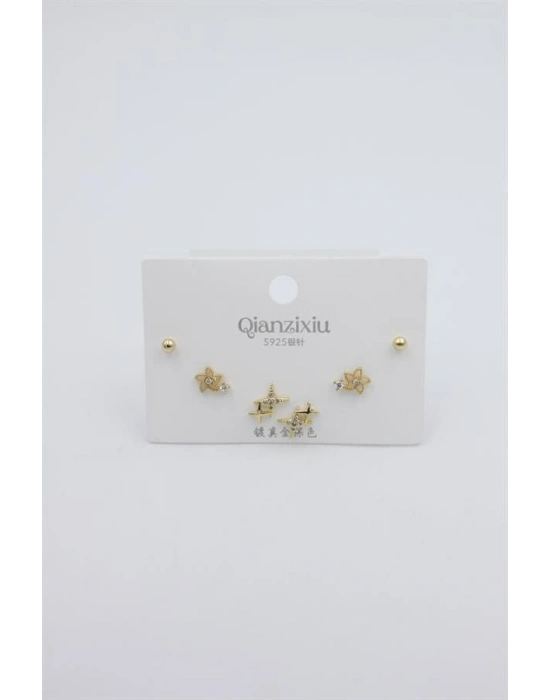 Çoklu Set Küpe - Altın