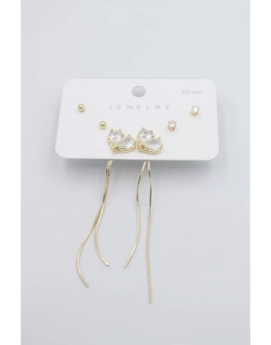 Çoklu Set Küpe - Altın