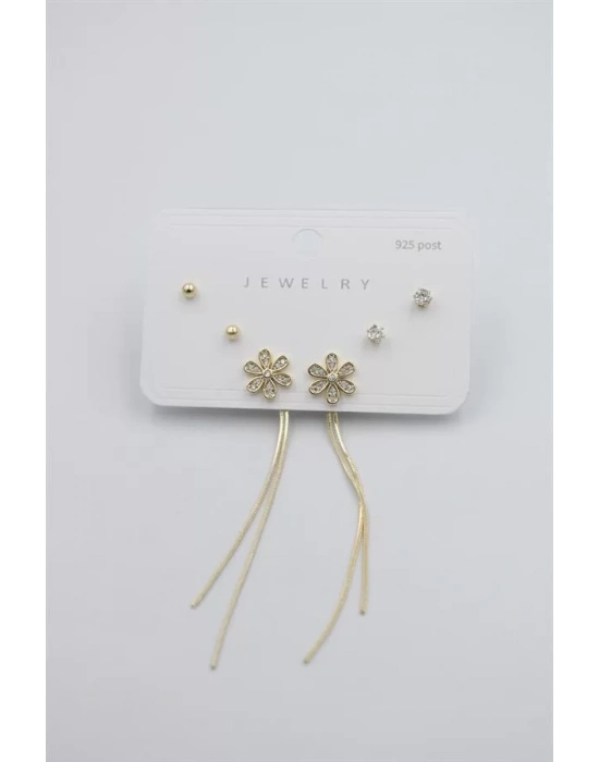 Çoklu Set Küpe - Altın