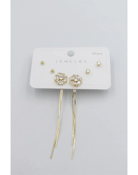 Çoklu Set Küpe - Altın