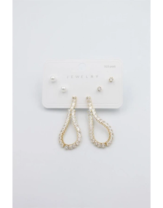 Çoklu Set Küpe - Altın