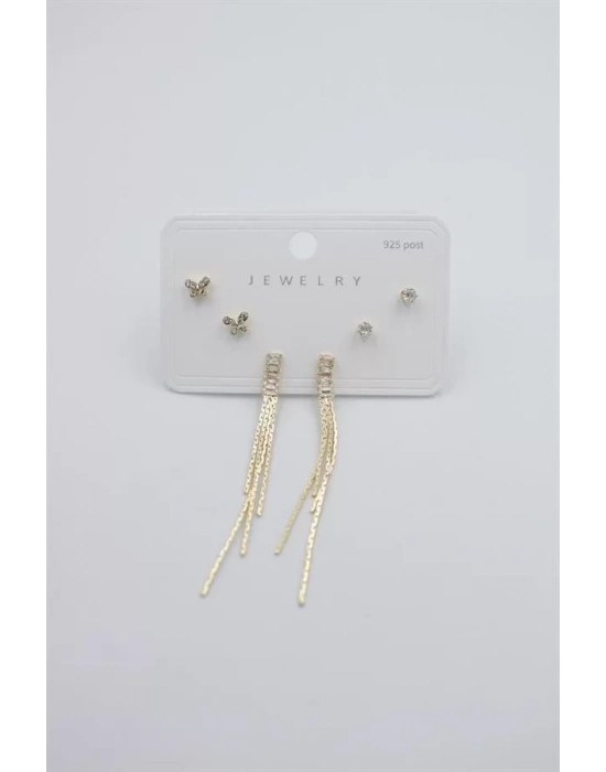 Çoklu Set Küpe - Altın