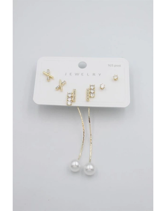 Çoklu Set Küpe - Altın