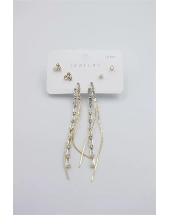 Çoklu Set Küpe - Altın