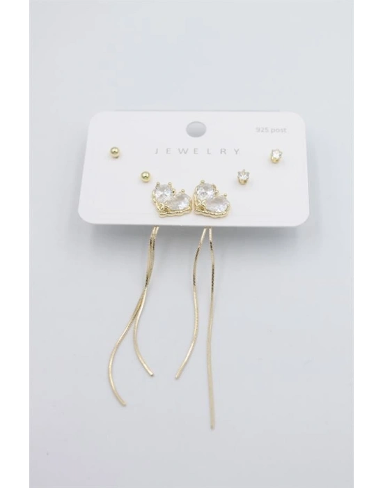 Çoklu Set Küpe - Altın