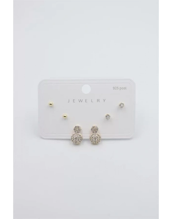 Çoklu Set Küpe - Altın