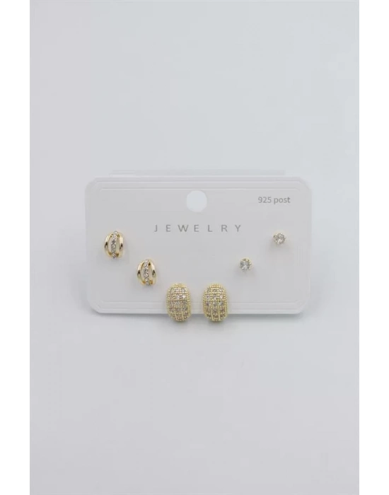 Çoklu Set Küpe - Altın