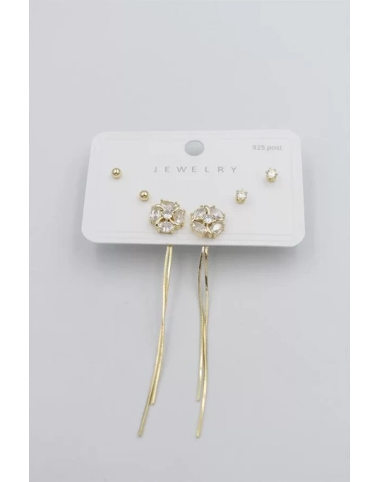 Çoklu Set Küpe - Altın