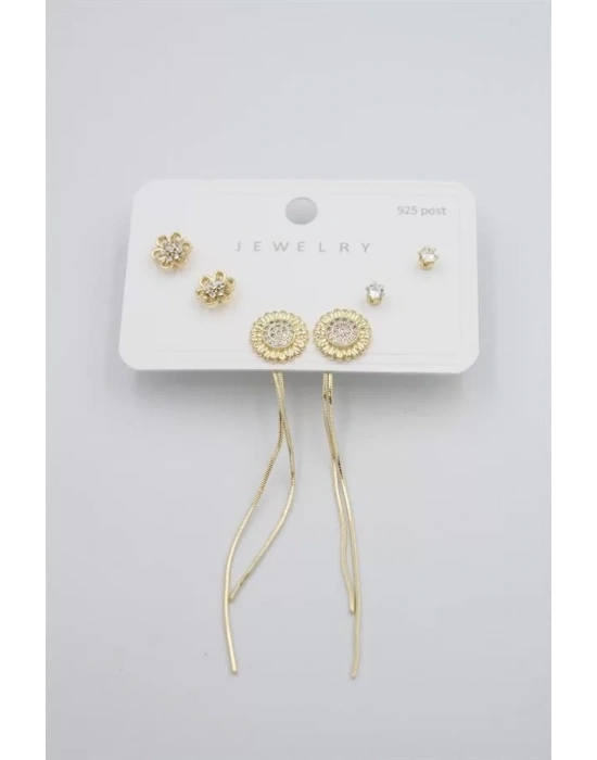 Çoklu Set Küpe - Altın