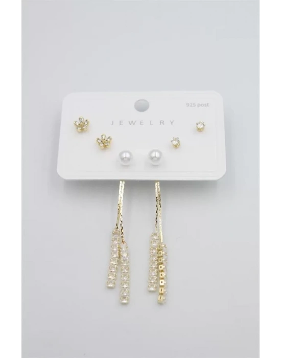 Çoklu Set Küpe - Altın