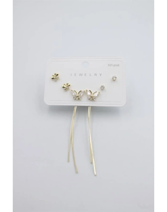 Çoklu Set Küpe - Altın