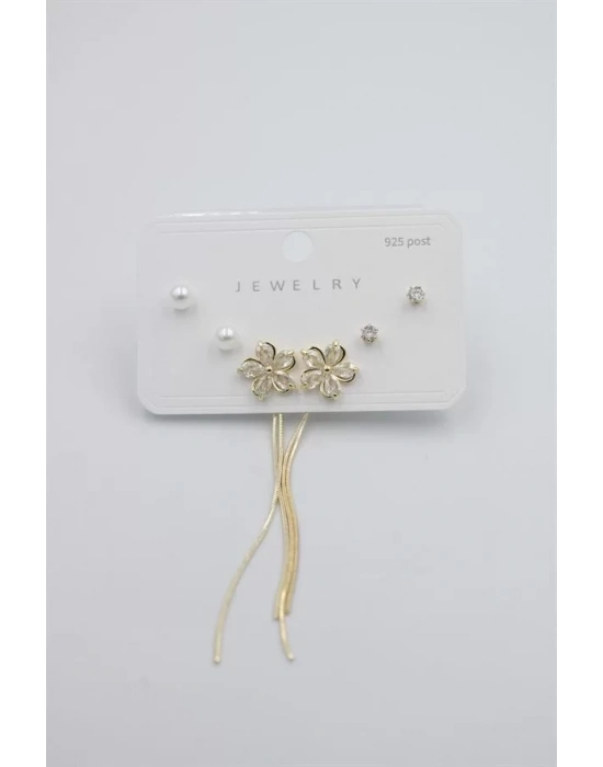 Çoklu Set Küpe - Altın