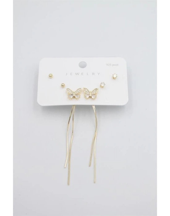 Çoklu Set Küpe - Altın