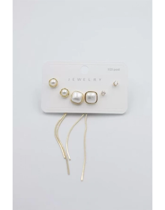 Çoklu Set Küpe - Altın