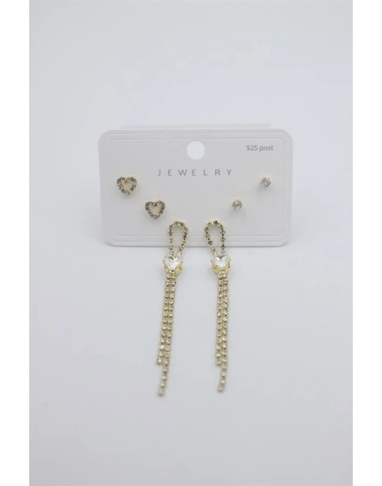 Çoklu Set Küpe - Altın