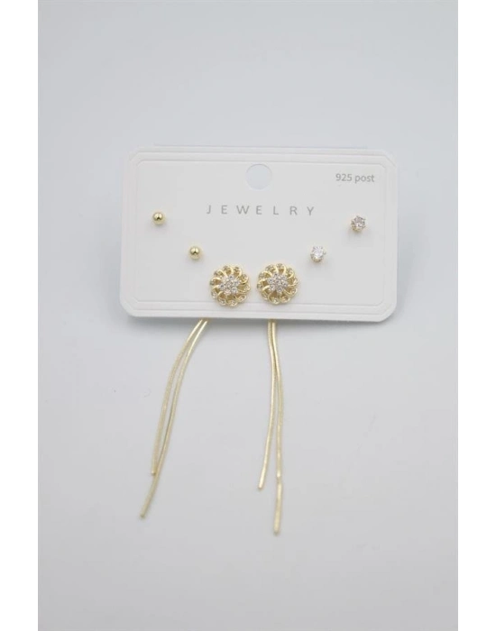 Çoklu Set Küpe - Altın