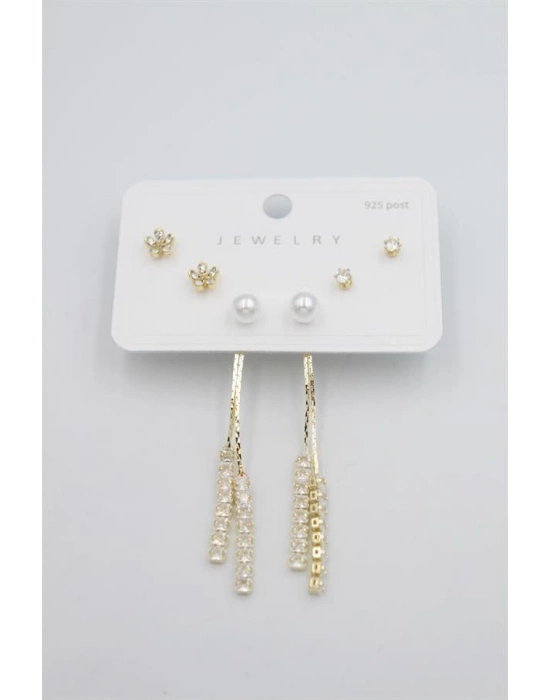 Çoklu Set Küpe - Altın