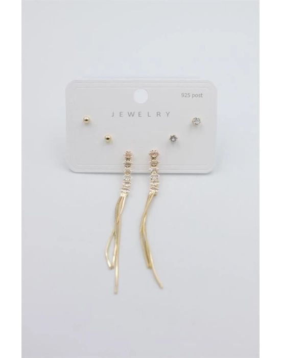 Çoklu Set Küpe - Altın