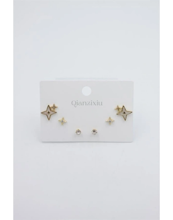 Çoklu Set Küpe - Altın