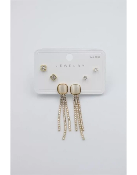 Çoklu Set Küpe - Altın