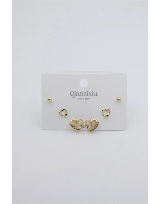 Çoklu Set Küpe - Altın