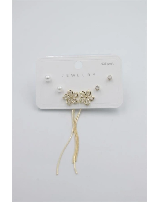 Çoklu Set Küpe - Altın