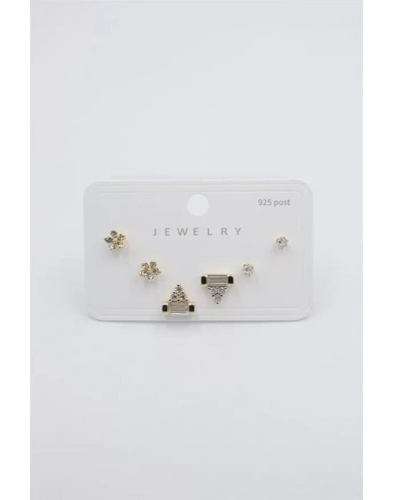 Çoklu Set Küpe - Altın