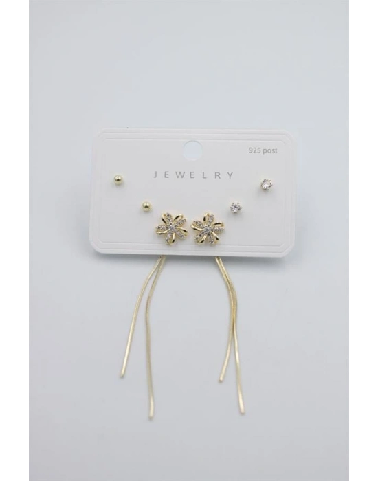 Çoklu Set Küpe - Altın