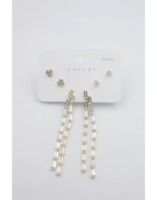 Çoklu Set Küpe - Altın