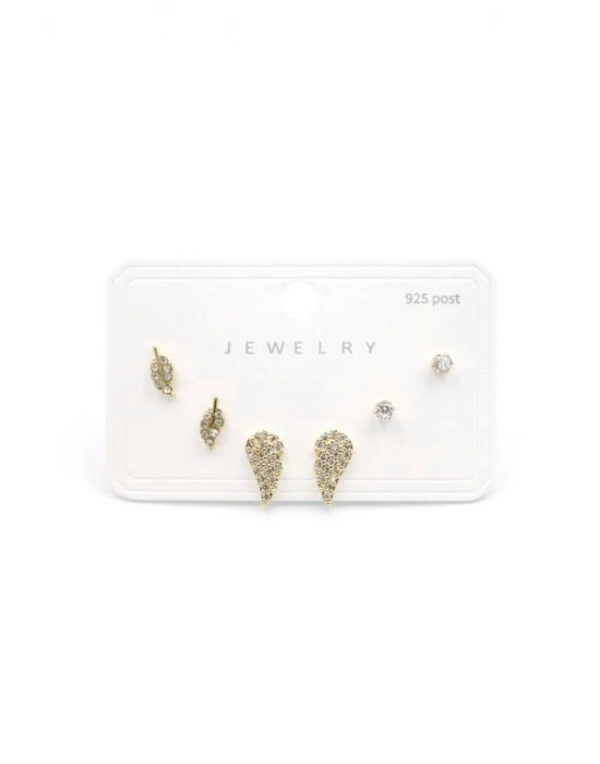 Çoklu Taşlı Küpe - Altın