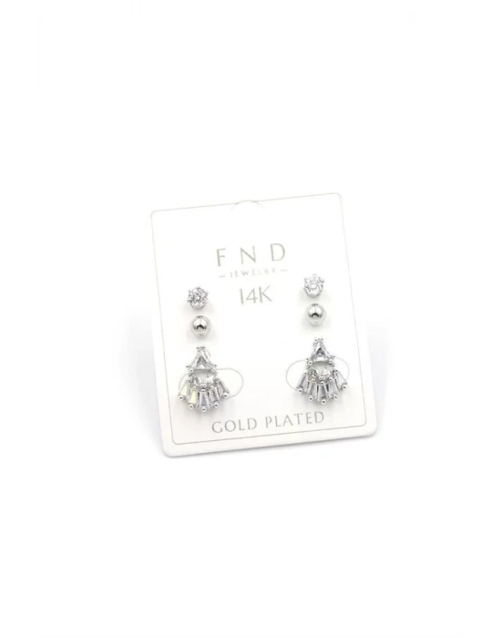 Çoklu Taşlı Küpe - Gümüş