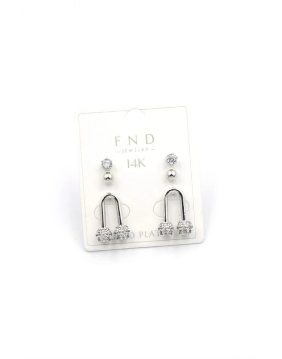 Çoklu Taşlı Küpe - Gümüş