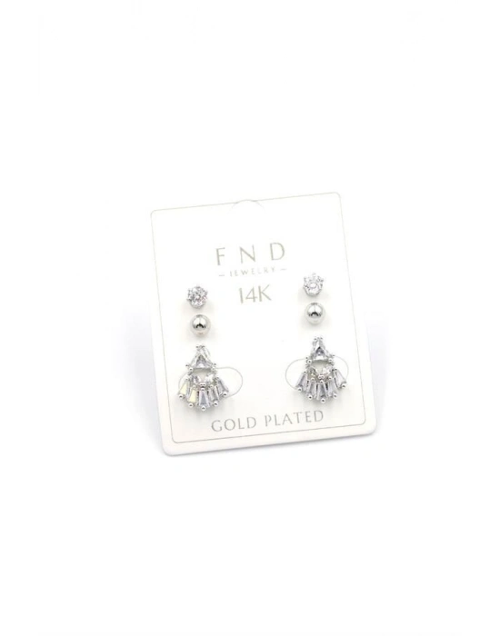 Çoklu Taşlı Küpe - Gümüş