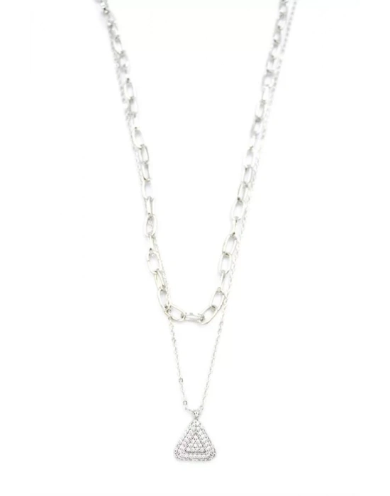 Çoklu Üçgen Kolye - Gümüş