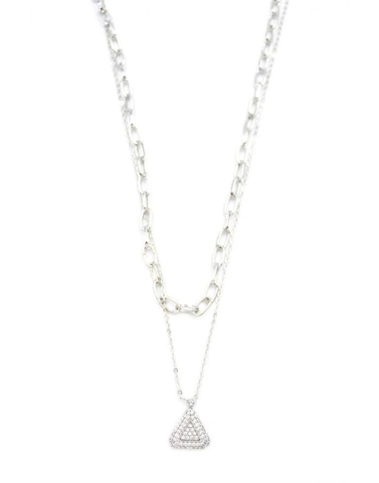 Çoklu Üçgen Kolye - Gümüş