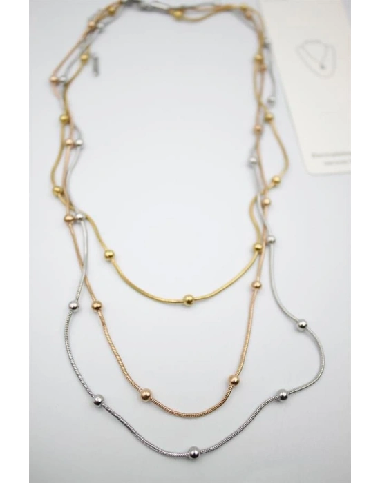 Çoklu Zincir Toplu Çelik Kolye - ÇOK RENKLİ