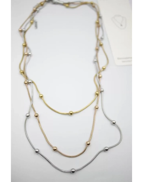 Çoklu Zincir Toplu Çelik Kolye - ÇOK RENKLİ