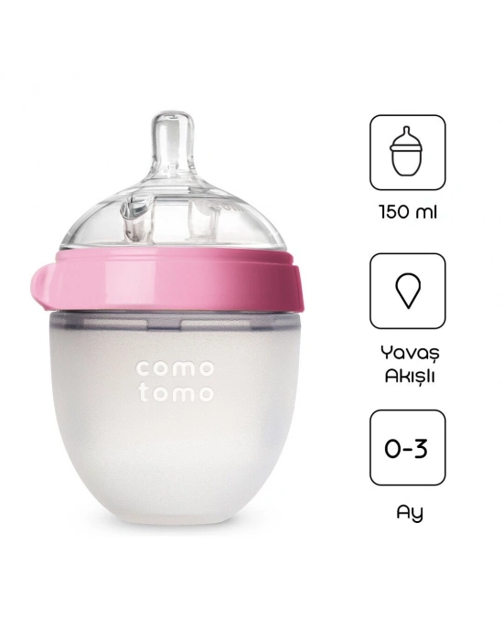 Comotomo Antikolik Silikon Biberon 150 ml 0-3 Ay Pembe