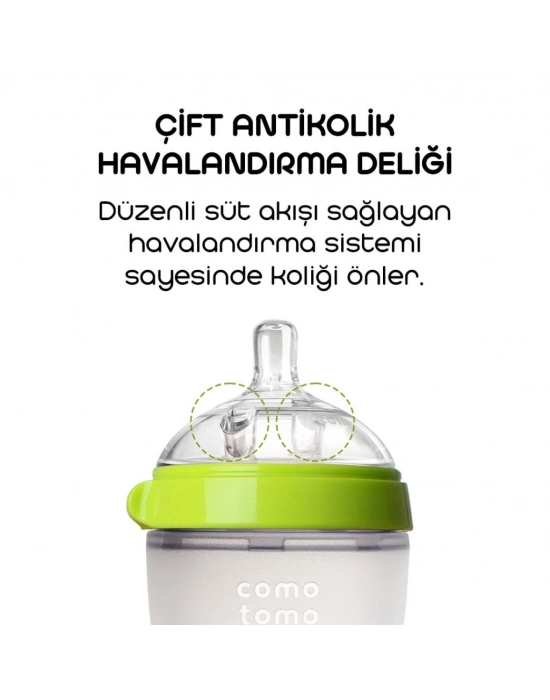 Comotomo Antikolik Silikon Biberon 150 ml 0-3 Ay Yeşil