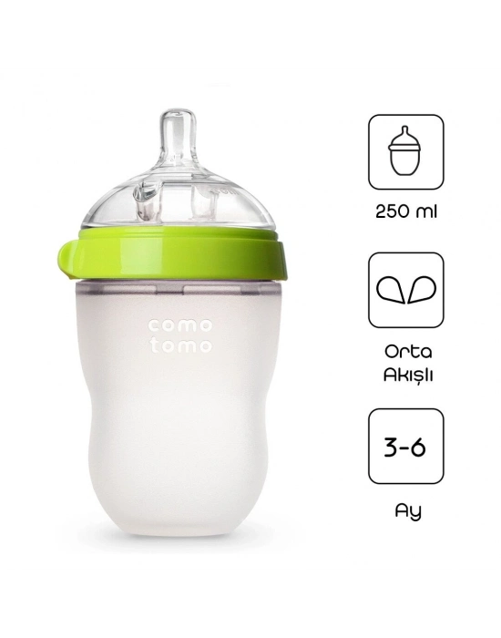 Comotomo Antikolik Silikon Biberon 250 ml 3-6 Ay Yeşil