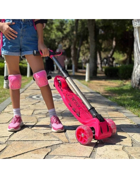 3 Tekerlekli Işıklı Maxi Scooter Pembe