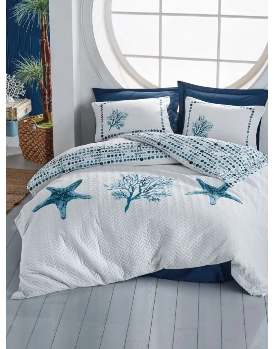 Cotton Box Maritime Ranforce Complete Set Tek Kişilik Star Lacivert